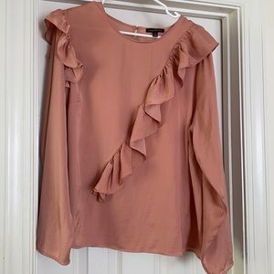 Gently worn peach Lane Bryant blouse with ruffles